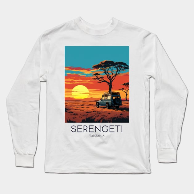 A Pop Art Travel Print of the Serengeti National Park - Tanzania Long Sleeve T-Shirt by Studio Red Koala